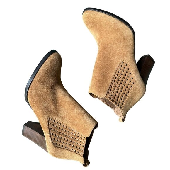 Antonio Melani Ankle Boots Women's Size 10M Heel‎ Tan Suede Leather Studded - Picture 5 of 11